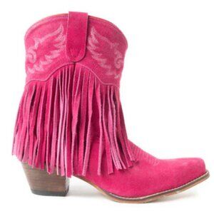 MYRA BAG Pink Rodeo Ride Fringed Suede Western Cowboy Boots Booties 6-11 NWT